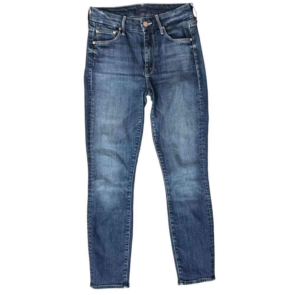 Mother Denim Blue Medium Wash Stretch The Looker Crop On The Edge Size 24 - Picture 2 of 12